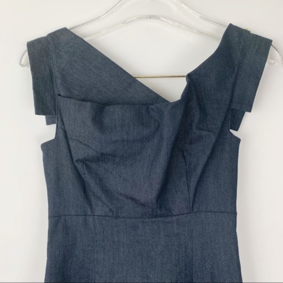 Black Halo Jackie O Denim Chambray Sheath Dress - Picture 2 of 13
